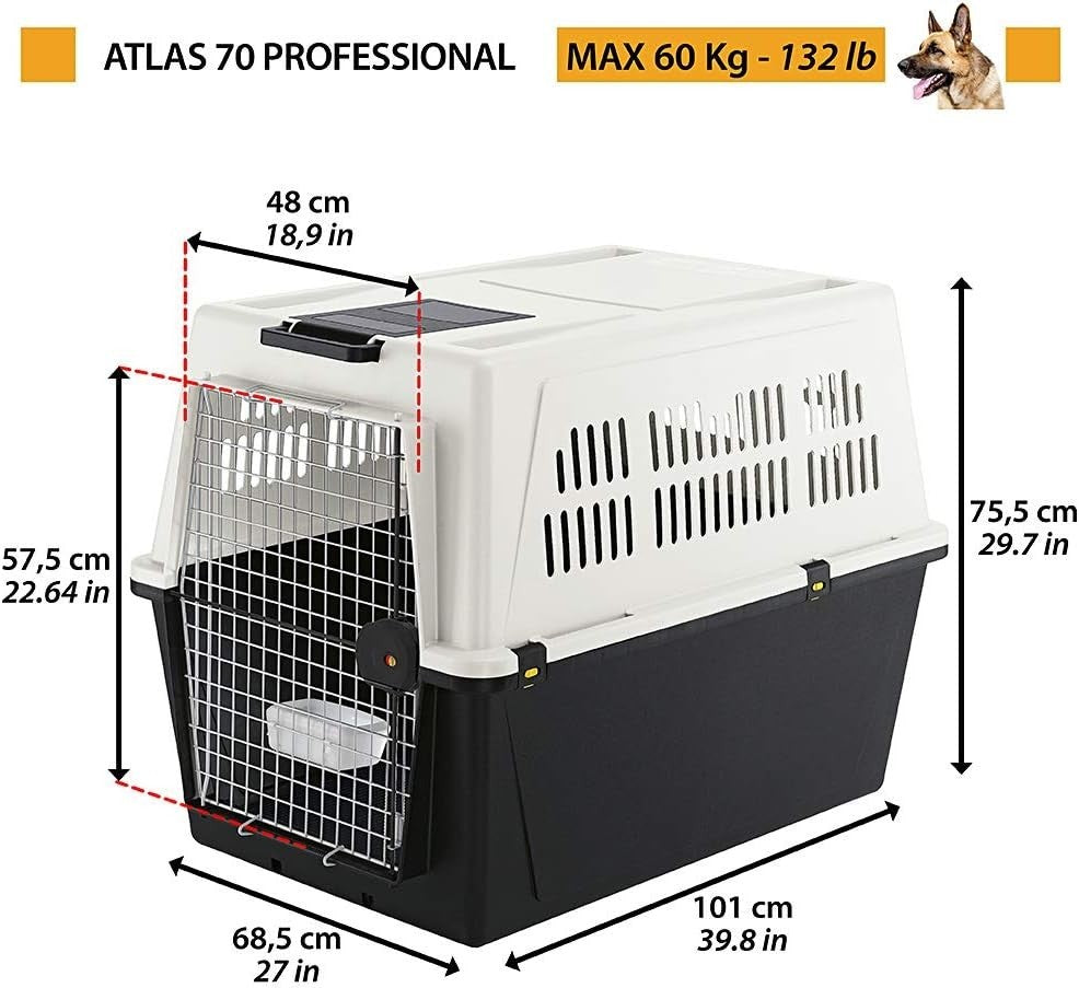 Large Dog Travel Kennel 101x68.5x75.5cm Durable Lockable Plastic Crate
