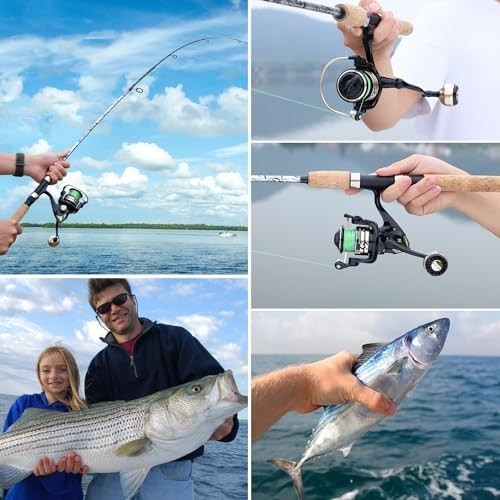 Fiberglass Spinning Rod & Reel Combo Lightweight Travel Fishing Kit