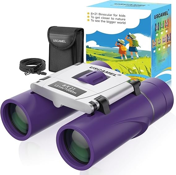 8x21 Waterproof Kids Compact Binoculars Mini Folding for Bird Watching Purple