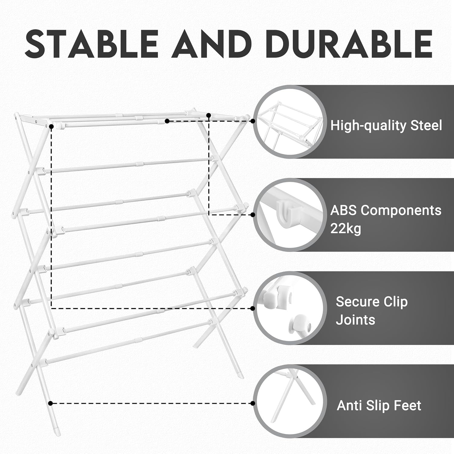 3 Tier Clothes Airer Indoor Drying Rack Foldable Space Saving Laundry Horse