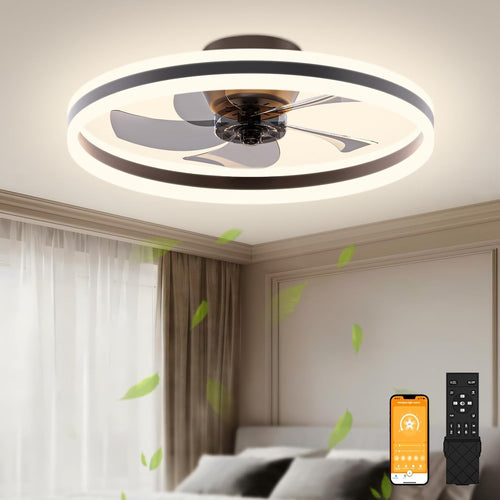 60cm Ceiling Fan with Light, Remote, 6 Speeds, Dimmable, Black