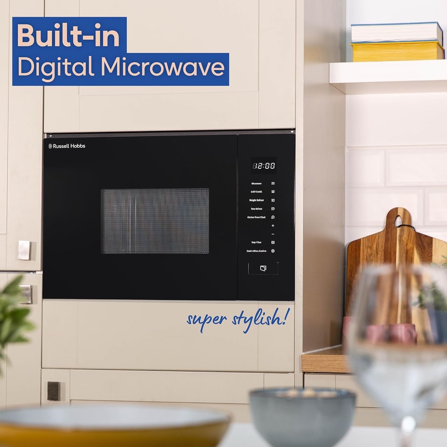 20L Touch Control Built-In Digital Microwave with Grill 8 Auto Menus Black