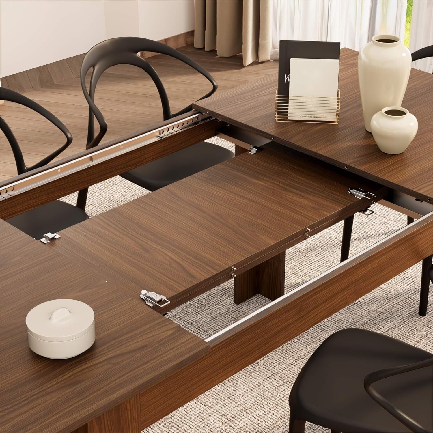 Extendable Dining Table  Canaletto Waln 220cm Wood 6–8 Seater Modern Space Saver