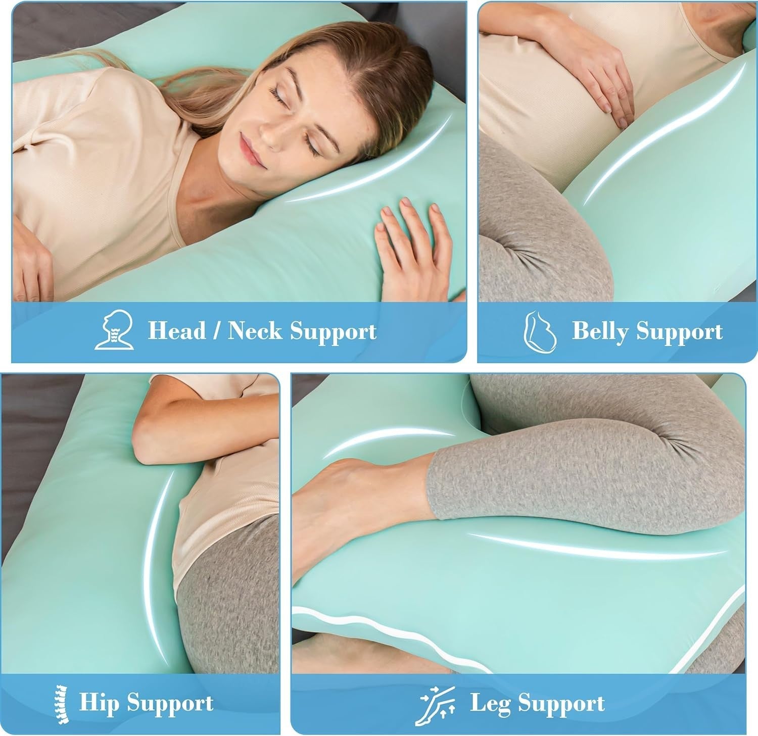 U Shape Pregnancy Pillow 57” Full Body Maternity Support Cooling