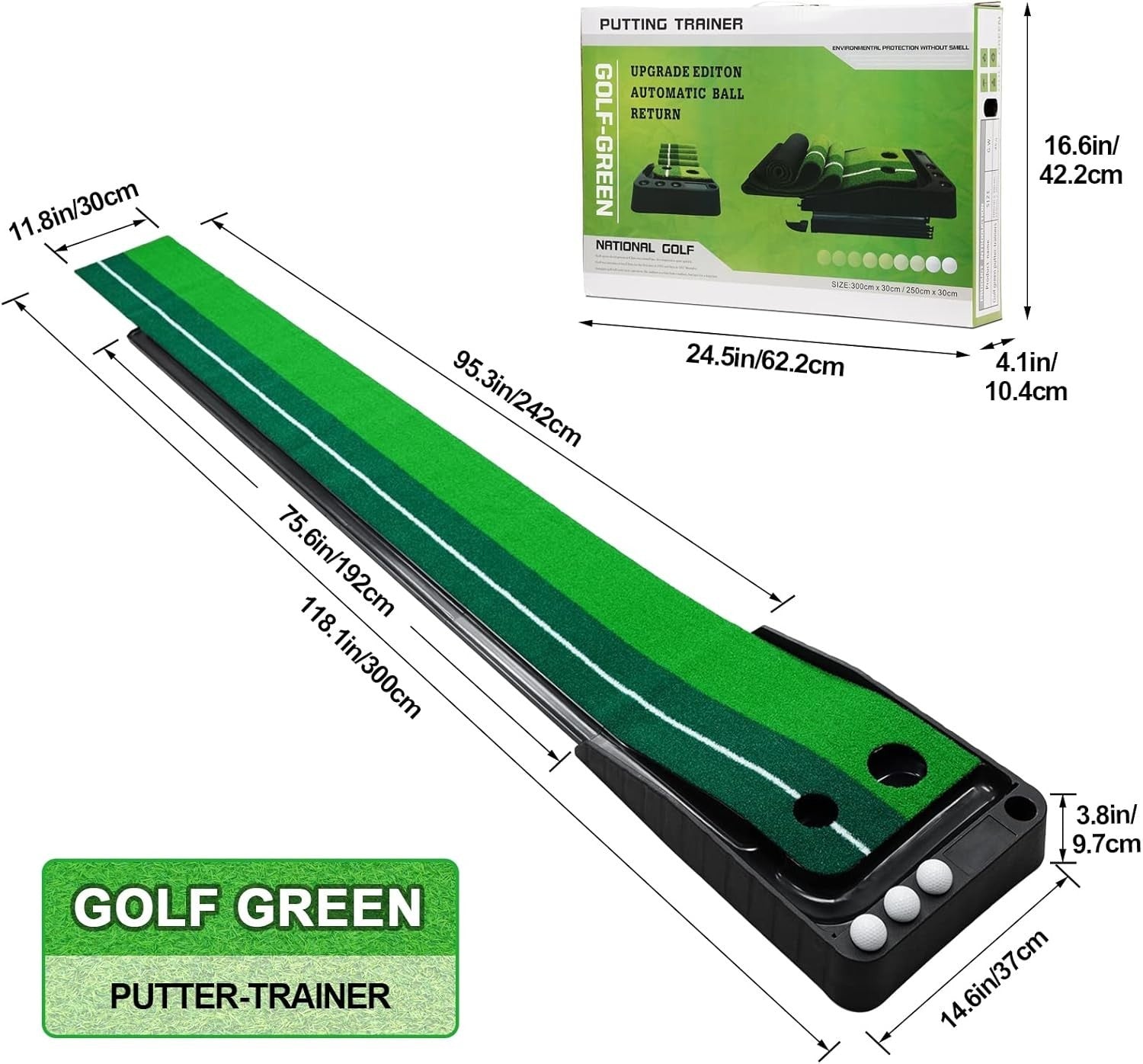 Indoor Golf Putting Mat Auto Ball Return Practice Trainer Home Office Garden