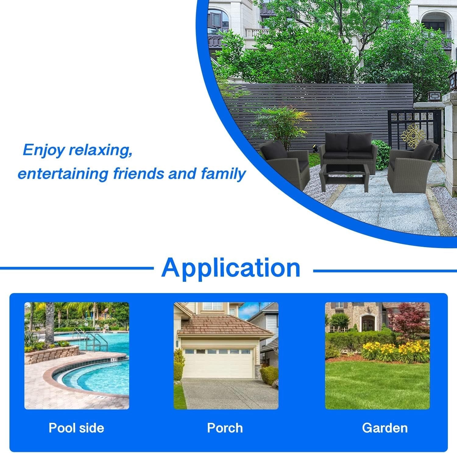 4 Seater Rattan Garden Sofa Set Outdoor Patio Furniture Cushions Table