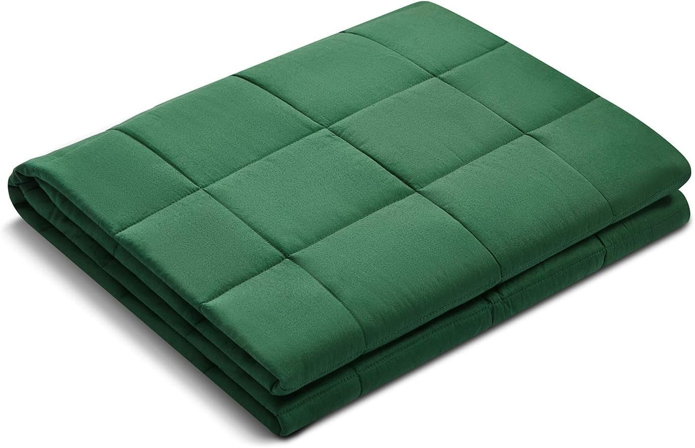 Weighted Blanket 60x80", 15lbs Cotton, Glass Beads, Breathable, Dark Green