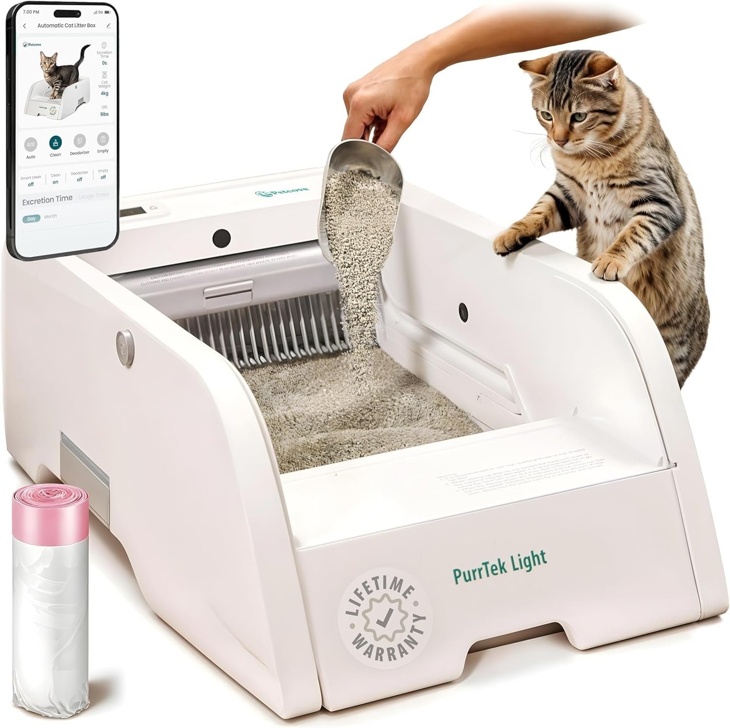 Self Cleaning Cat Litter Box App Control Auto Odor Control Smart Tray