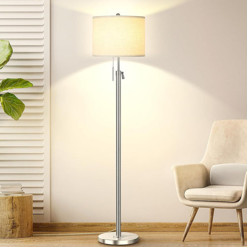 Modern Floor Lamp Height Adjustable Shade 3 Colour Standing Light