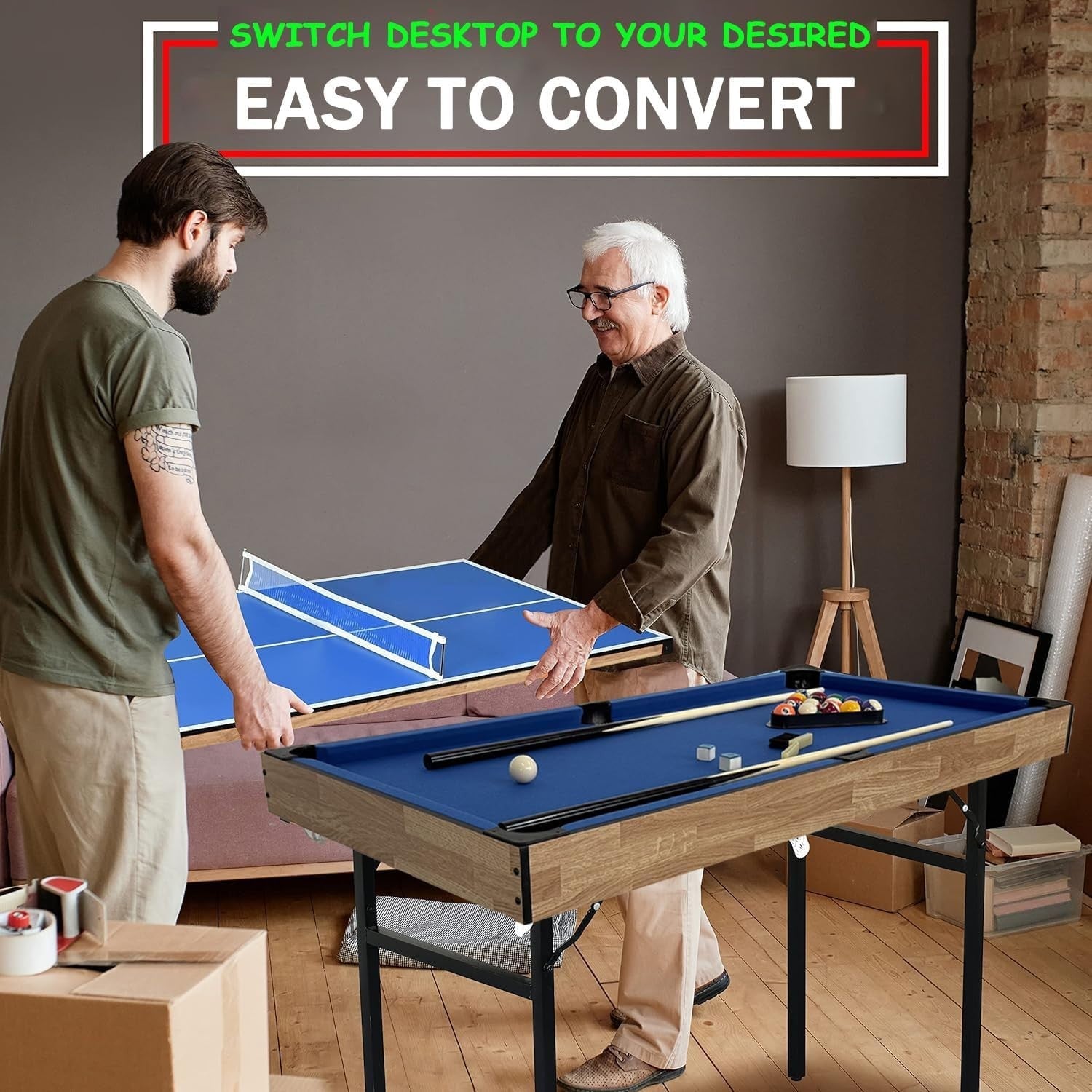 4FT 6 in 1 Multi Game Table Folding Pool Hockey Tennis Bowling Set