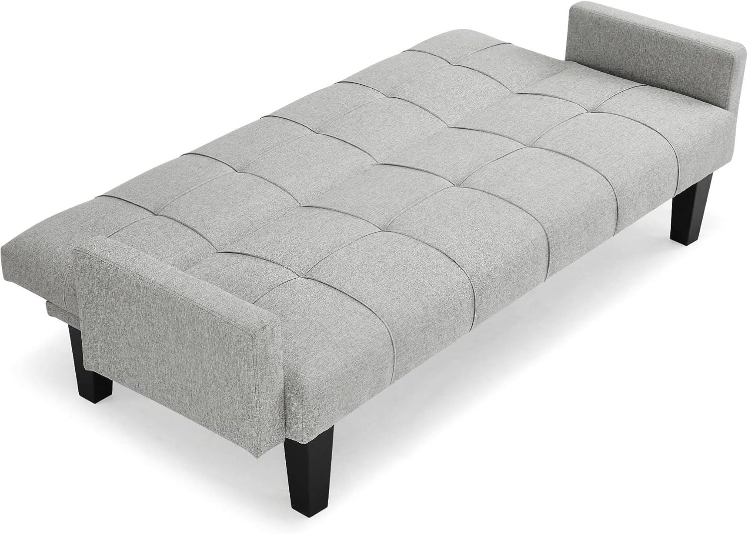 3 Seater Sofa Bed Light Grey Tufted Recliner Clic Clac Guest Sleeper Couch