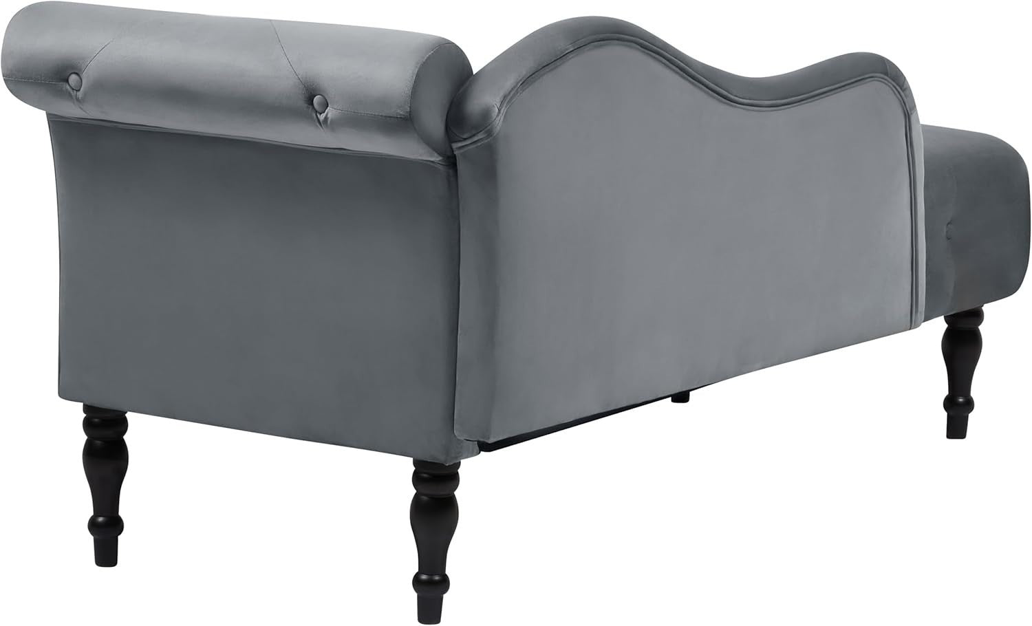 Retro Right Hand Velvet Chaise Lounge Grey Button Tufted Cushion