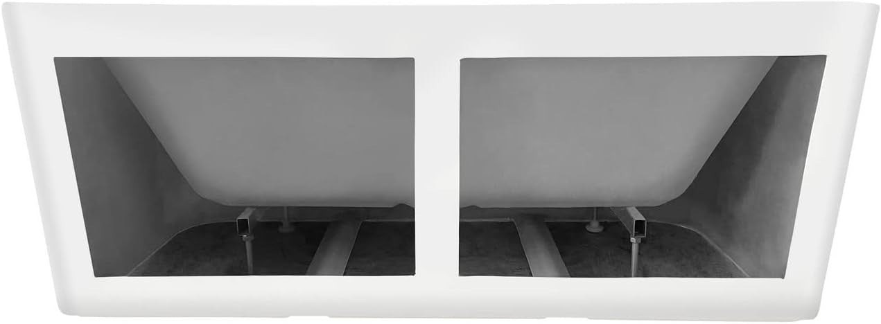 Freestanding Double Ended Square Back-to-Wall Bath White Modern Slimline