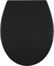 Black Oval Toilet Seat Thermoplastic Quick Release Top & Bottom Fix 45x37cm