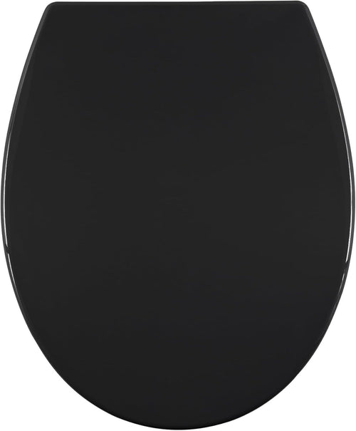 Black Oval Toilet Seat Thermoplastic Quick Release Top & Bottom Fix 45x37cm