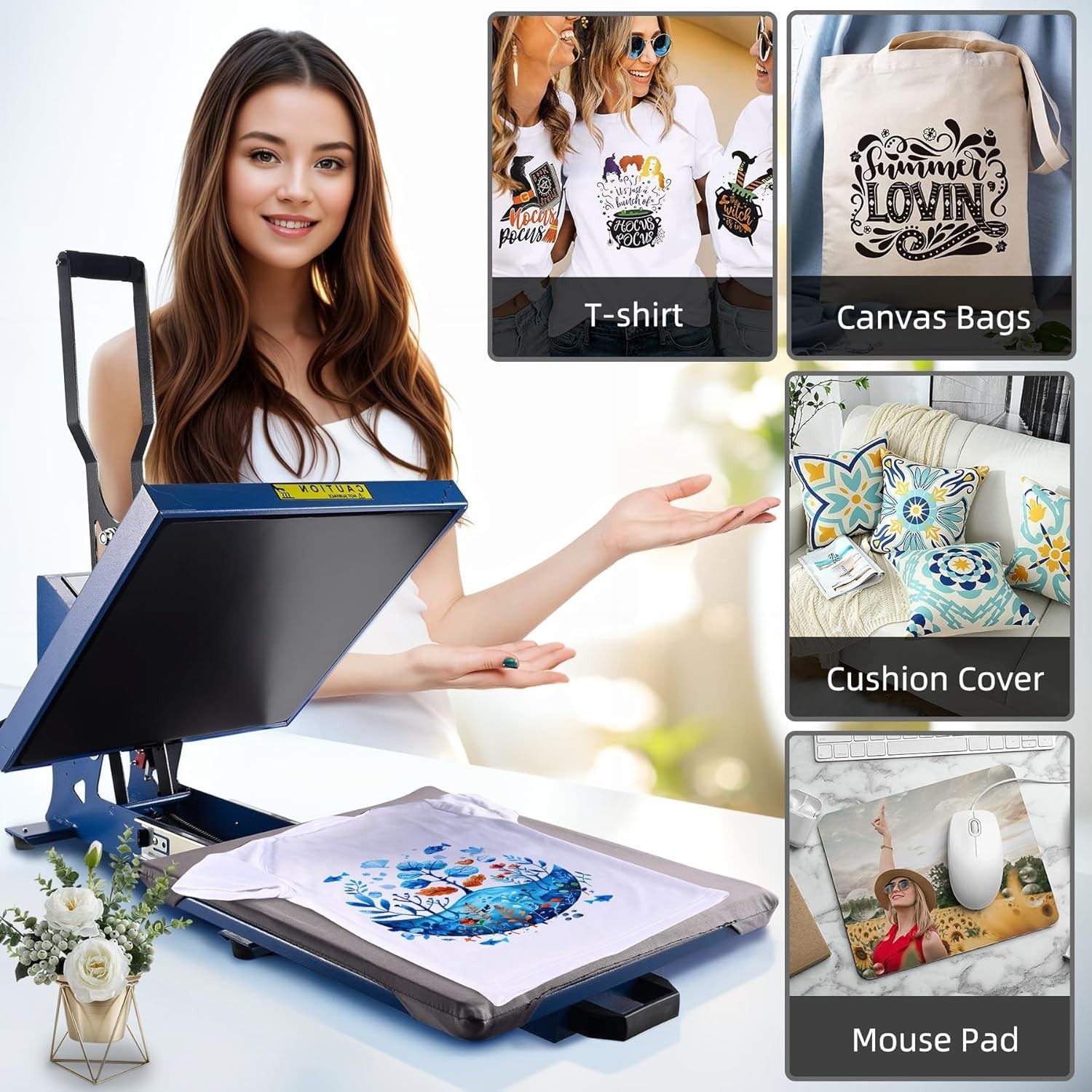 15x15 Heat Press Machine Pull Out Digital 1600W T-Shirt Vinyl Transfer