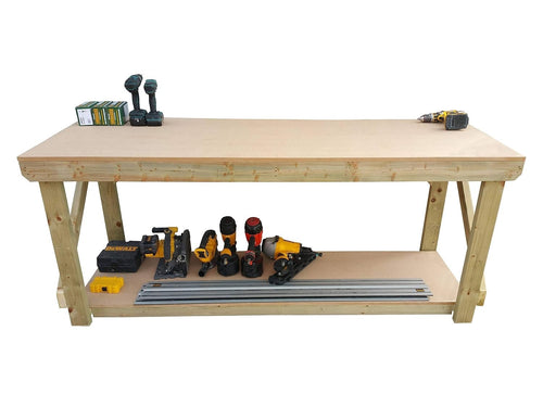 7ft Heavy Duty Wooden MDF Workbench – Strong Construction Timber Work Table