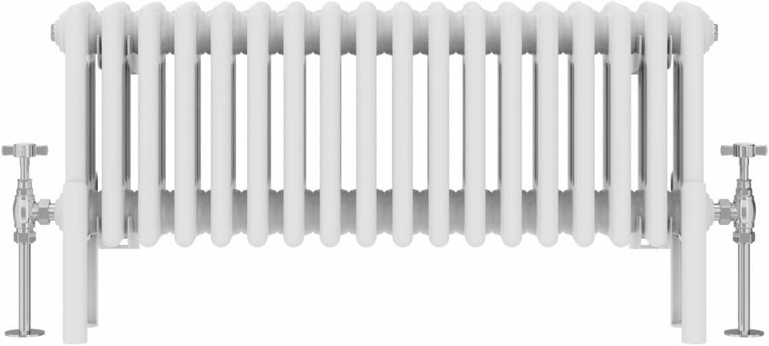 4 Column Horizontal Radiator 300x830mm White Cast Iron Style