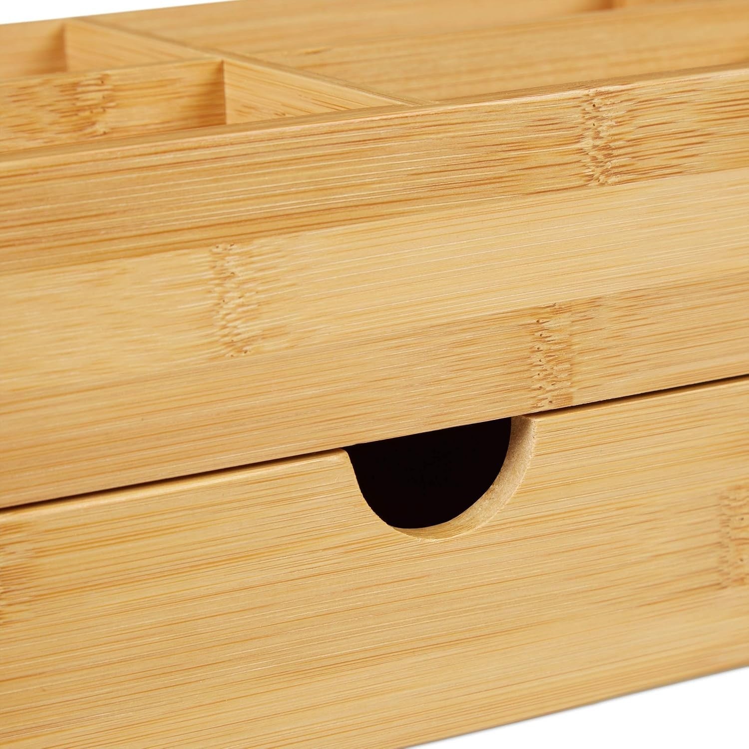 Multifunctional Bamboo Desk Organizer with Drawer 4 Compartments for Makeup