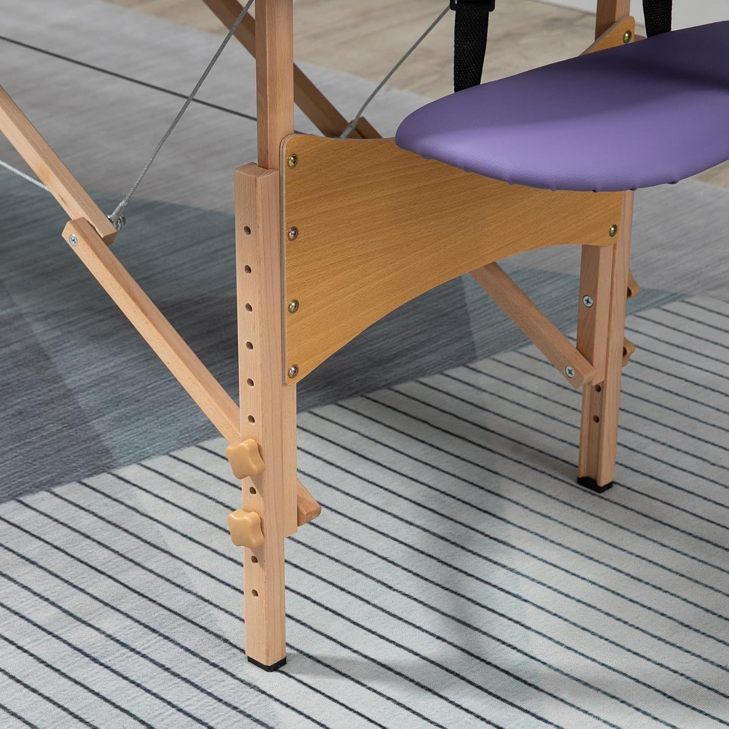 Portable Massage Table Folding 2-Section Wooden Beauty Spa Bed w/ Bag Purple