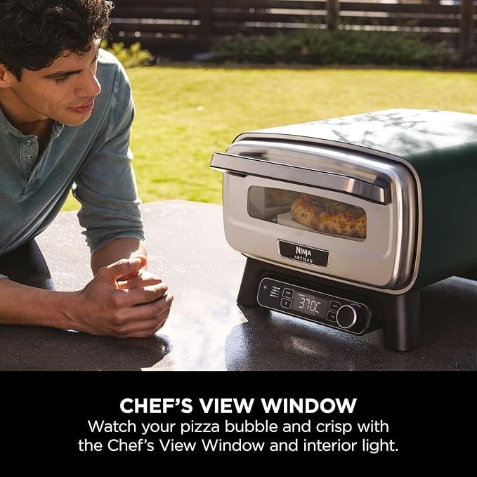 4-in-1 Electric Outdoor Pizza Oven & Air Fryer with Stone & Peel Set