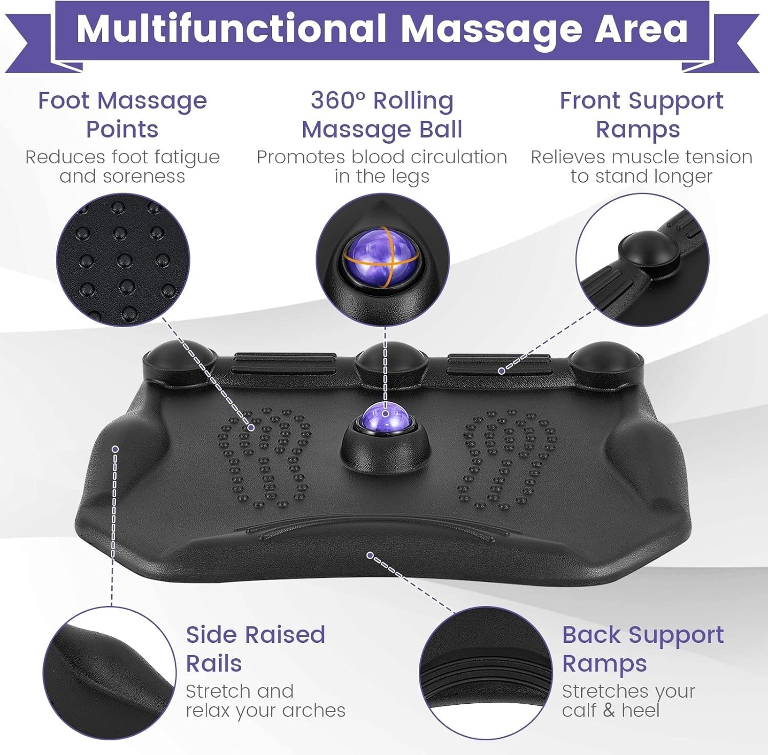 Anti Fatigue Standing Desk Mat With Massage Ball Ergonomic Foot Pad