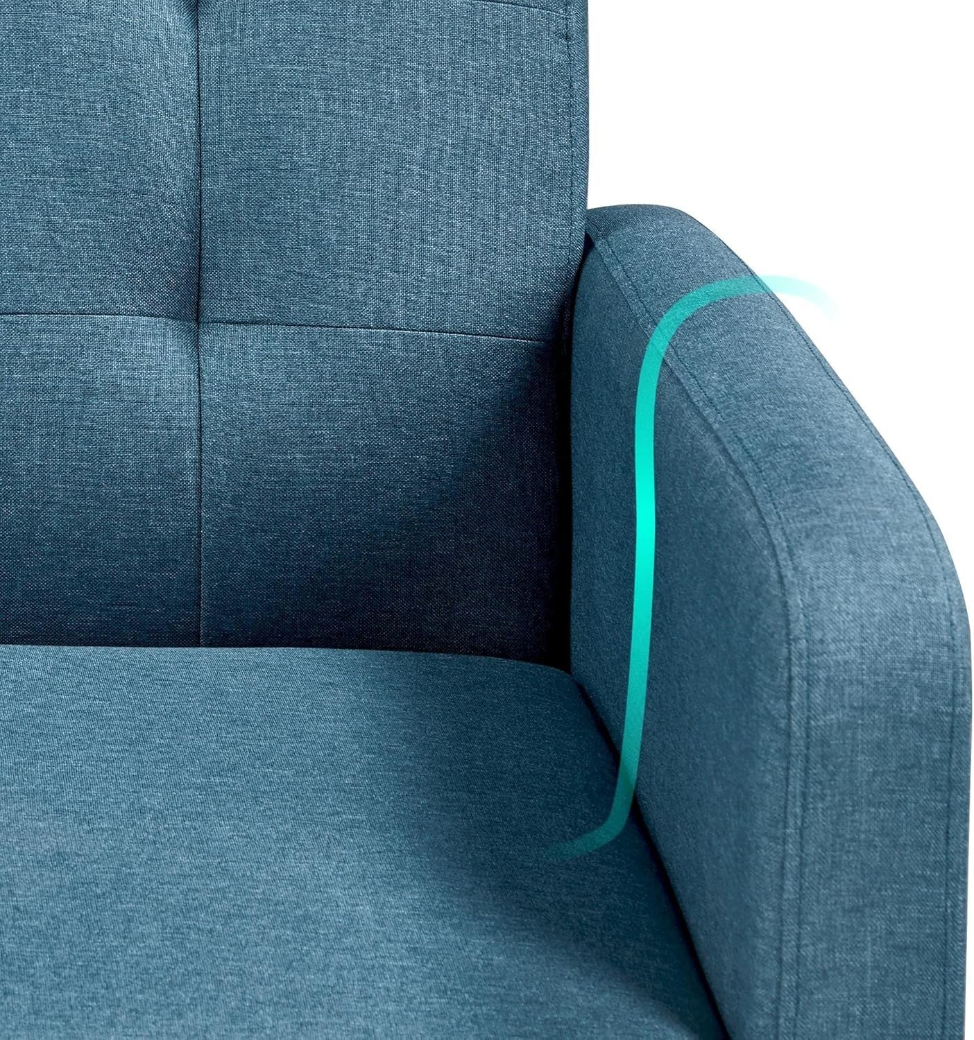 Mid Century Accent Armchair Set Navy Blue | Tufted Back Lounge Chairs