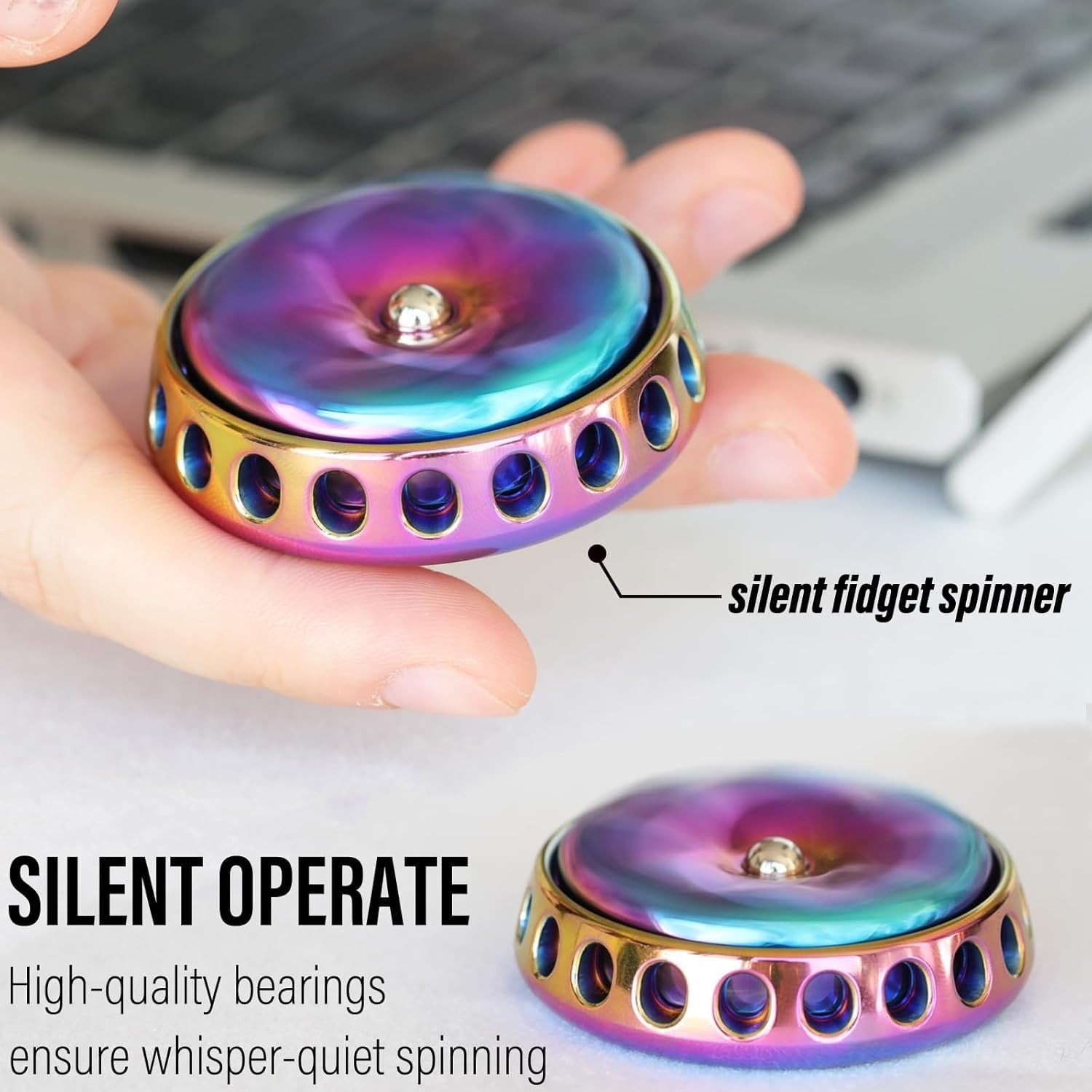 Rainbow Flower Metal Fidget Spinner Silent DIY Coin Top Slider