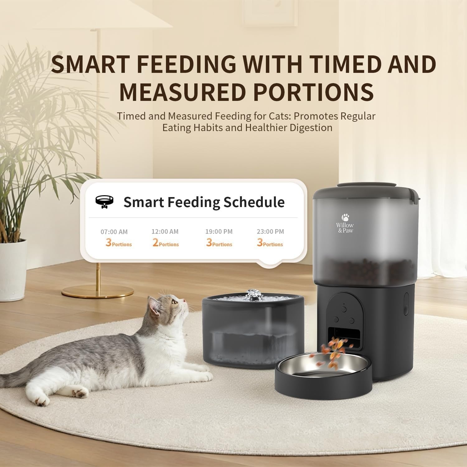 Smart Pet Feeder Water Fountain WiFi App Control 4.5L Auto Feeding