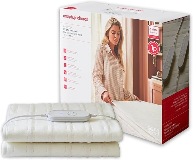 Electric Heated Under Blanket King Size 9 Heat Timer Washable Fleece