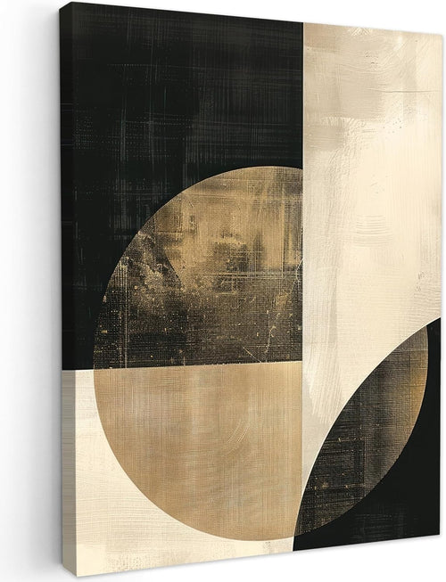 Abstract Canvas Wall Art 30x40cm Black Gold Modern Framed Decor