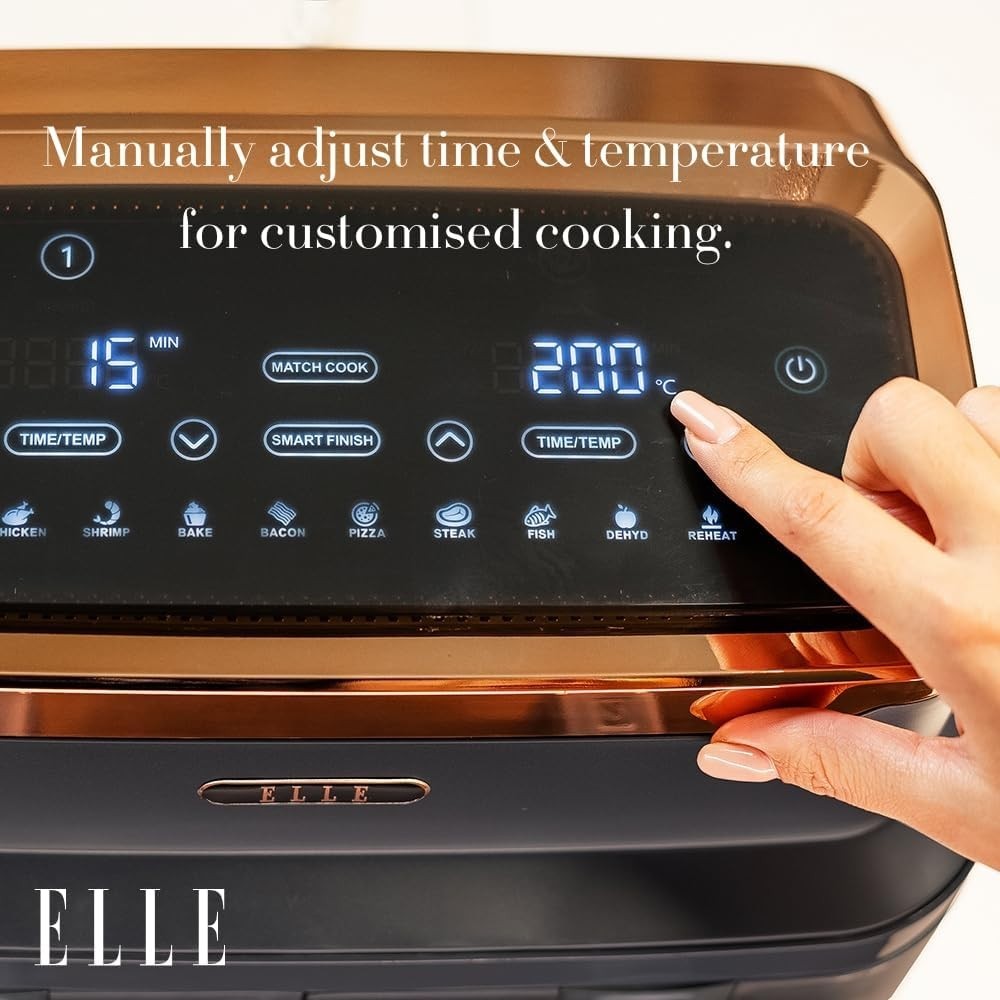 Dual Basket Air Fryer 8.4L Match Cook 10-in-1 Oil Free Touch Grey