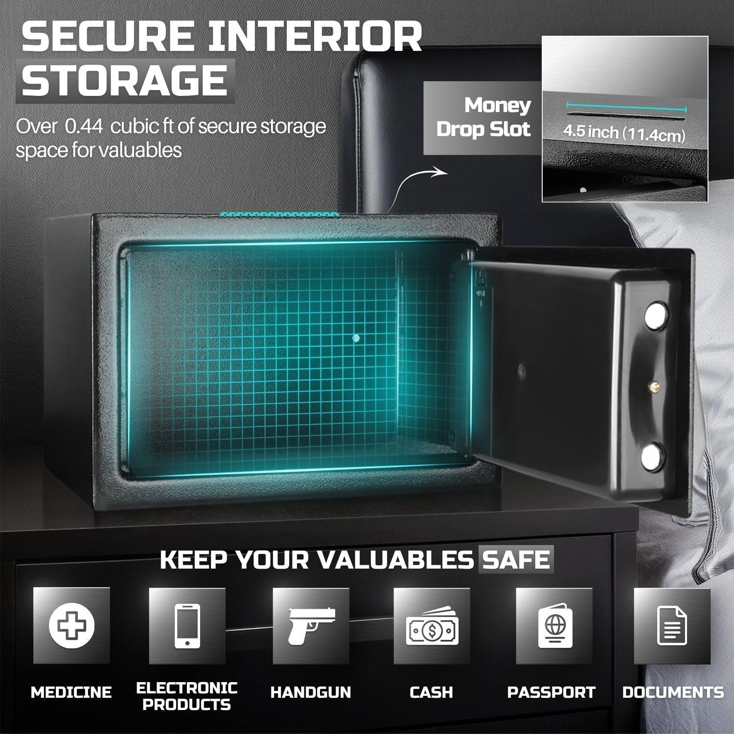 Drop Slot Safe Box Digital Keypad Cash Deposit Security Cabinet Lock