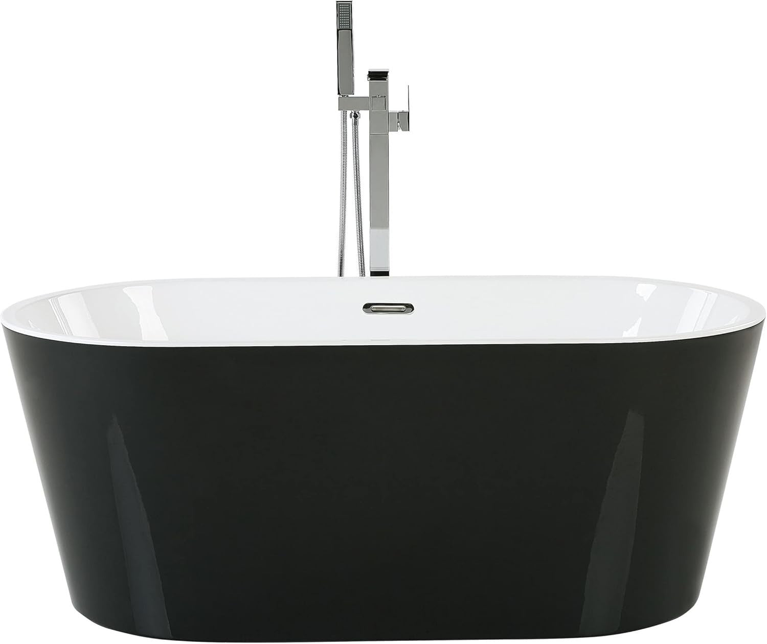 150cm Modern Freestanding Oval Bathtub Acrylic Black Havana with Overflow