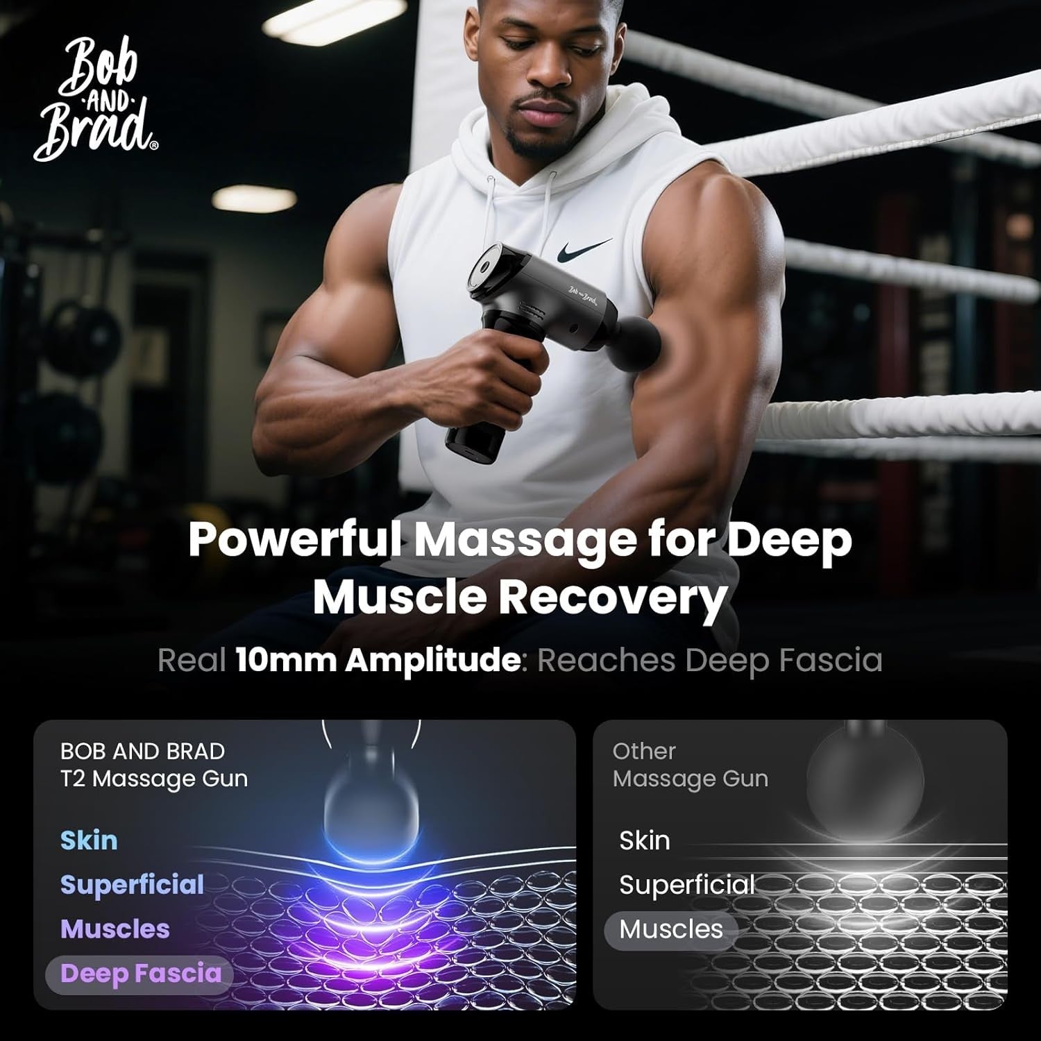 Deep Tissue Massage Gun 10mm Amplitude 4000mAh Quiet Percussion Pain Relief
