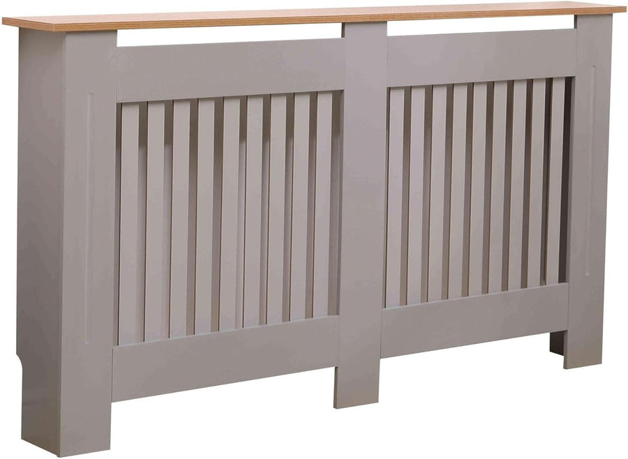 Large Grey Radiator Cover | Slatted MDF Cabinet