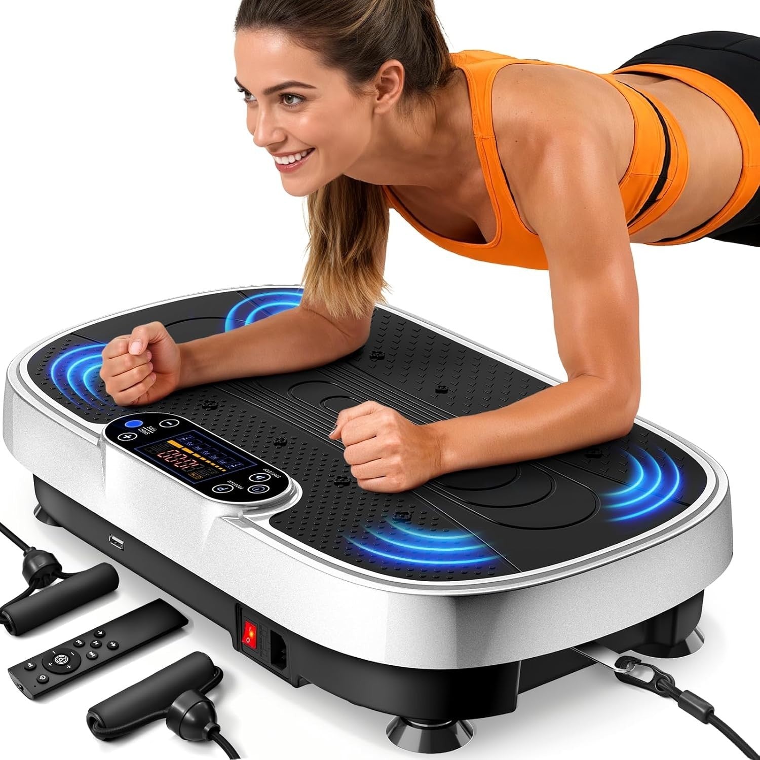 Silver & Black Vibration Plate Exercise Machine 330lb Lymphatic Drainage