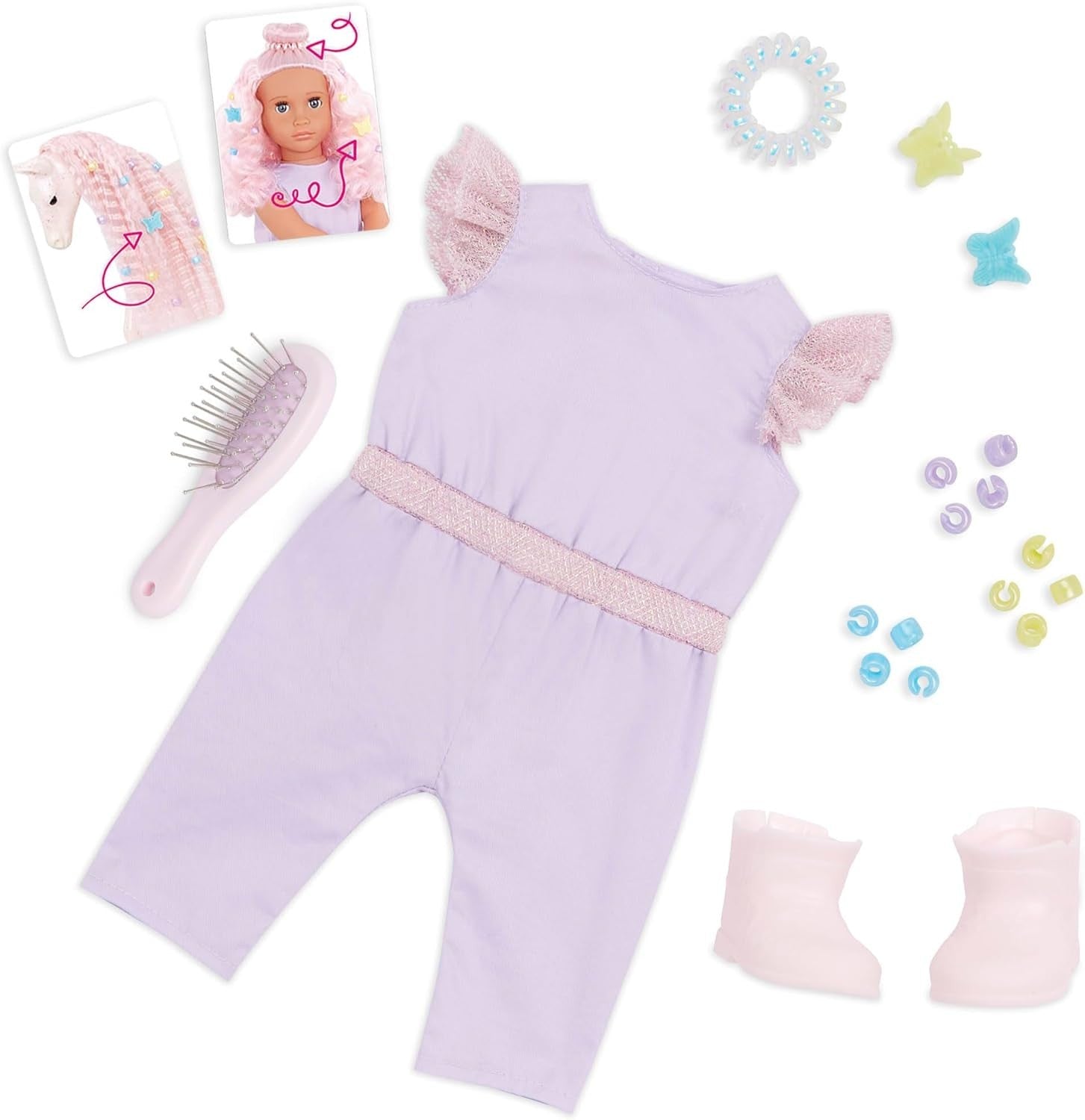 18-Inch Doll & Foal Set Pink Hair Grooming Accessories Soft Body