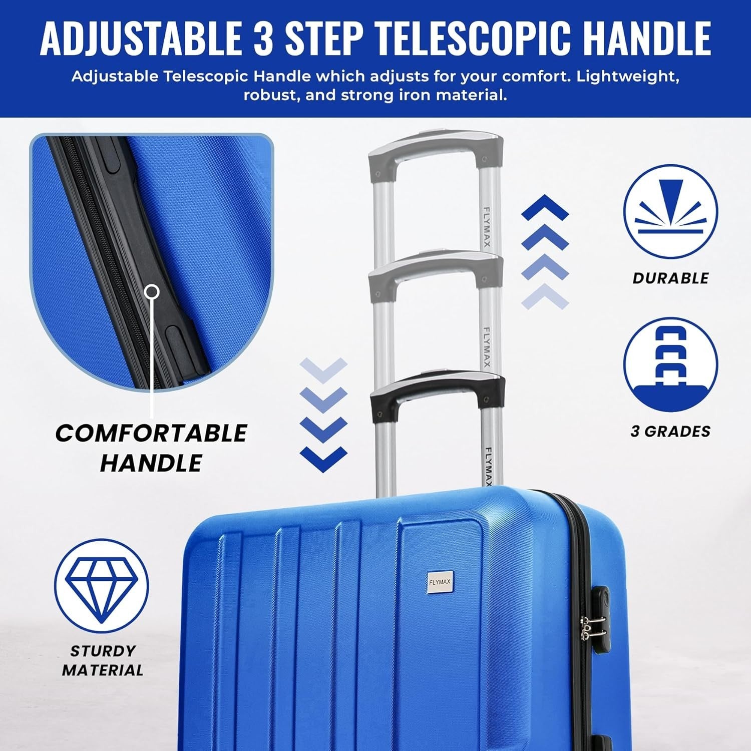Cabin & Medium Luggage Set 2pc ABS Hard Shell 4 Wheel Spinner Travel Cases