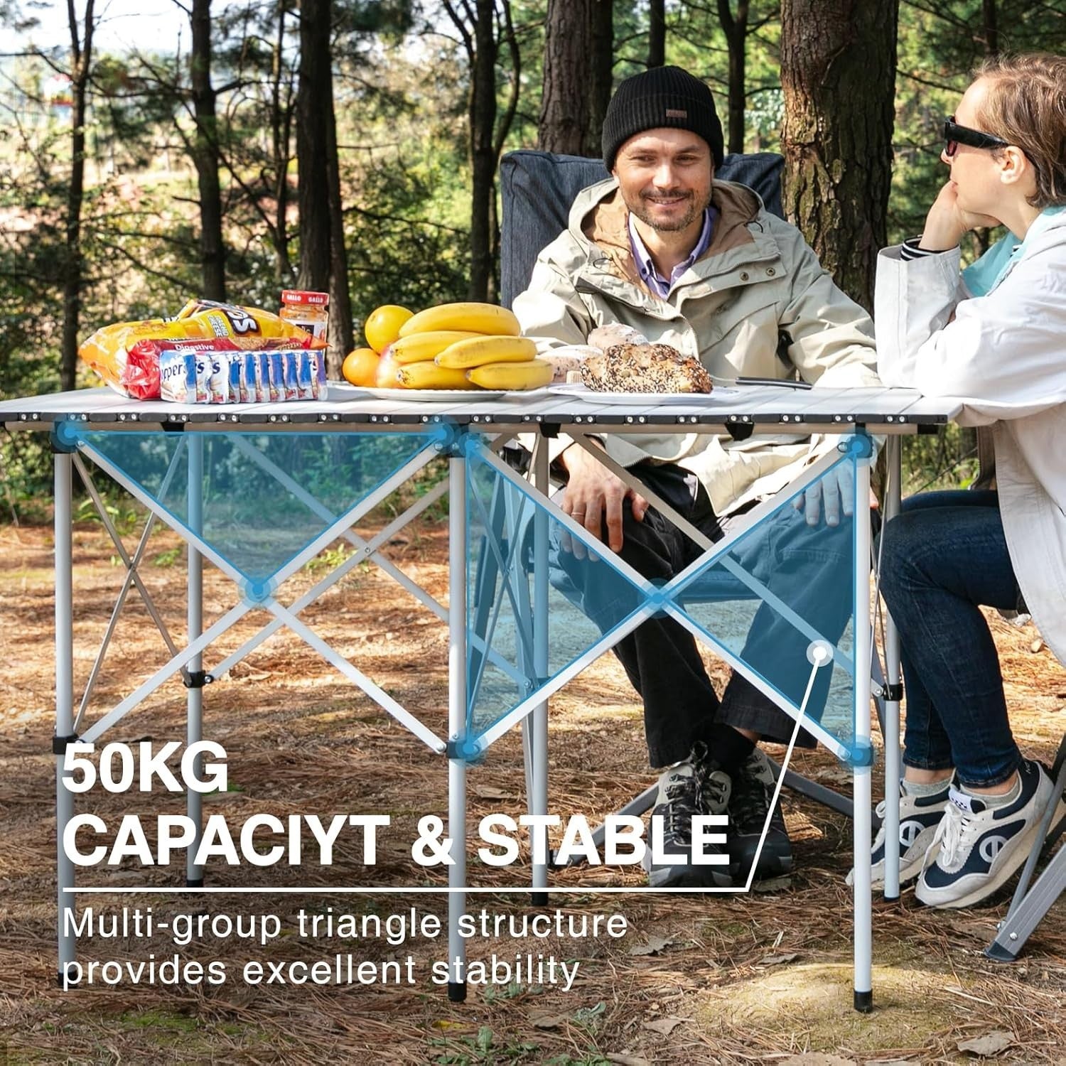 Compact 4ft Folding Camping Table Aluminum Roll-Up for Outdoor Picnic
