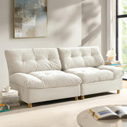 Beige 2 Seater Sofa Deep Seat Loveseat with Storage Modern Tufted Couch