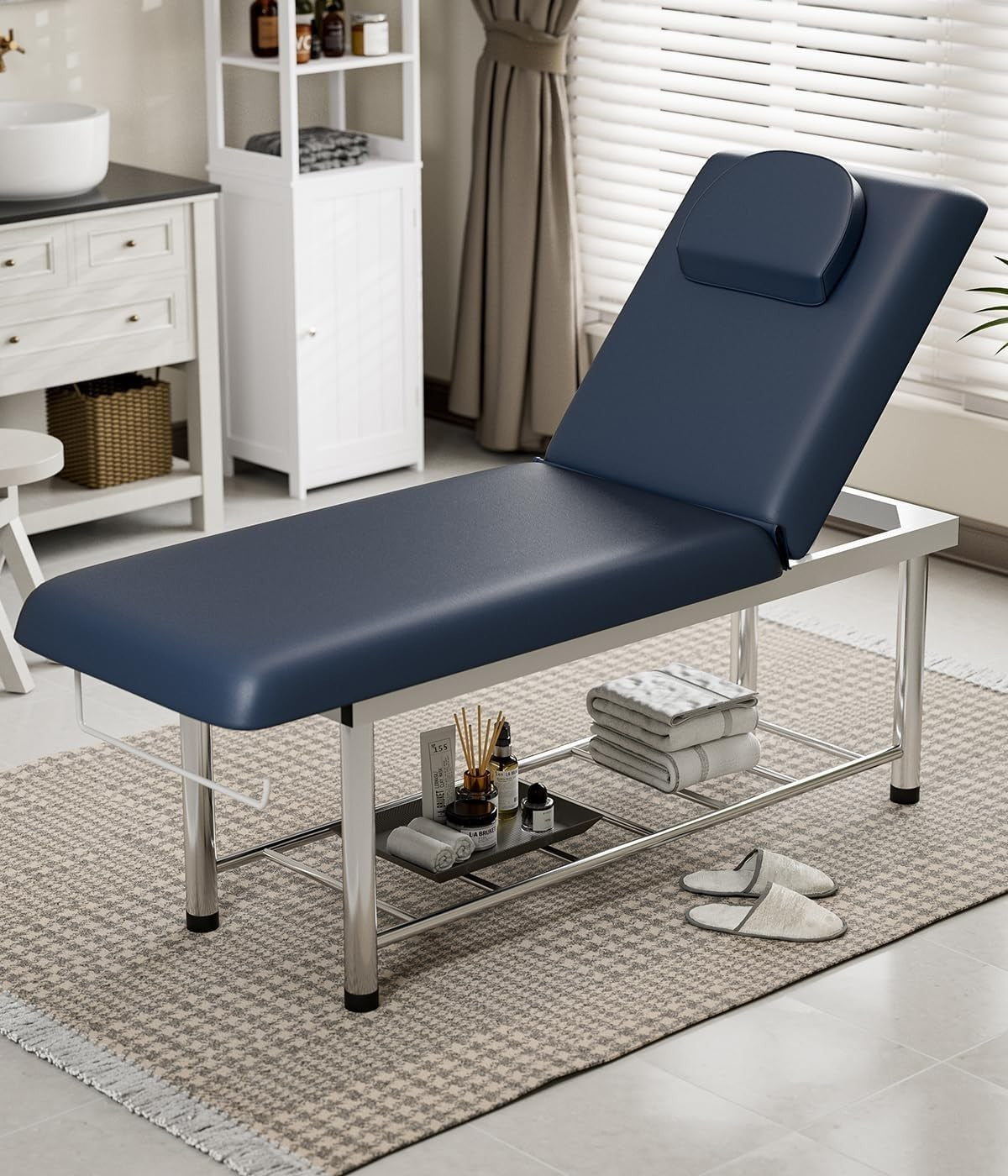 Heavy Duty Professional Massage Table Spa Beauty Bed w/ Storage Shelf Blue