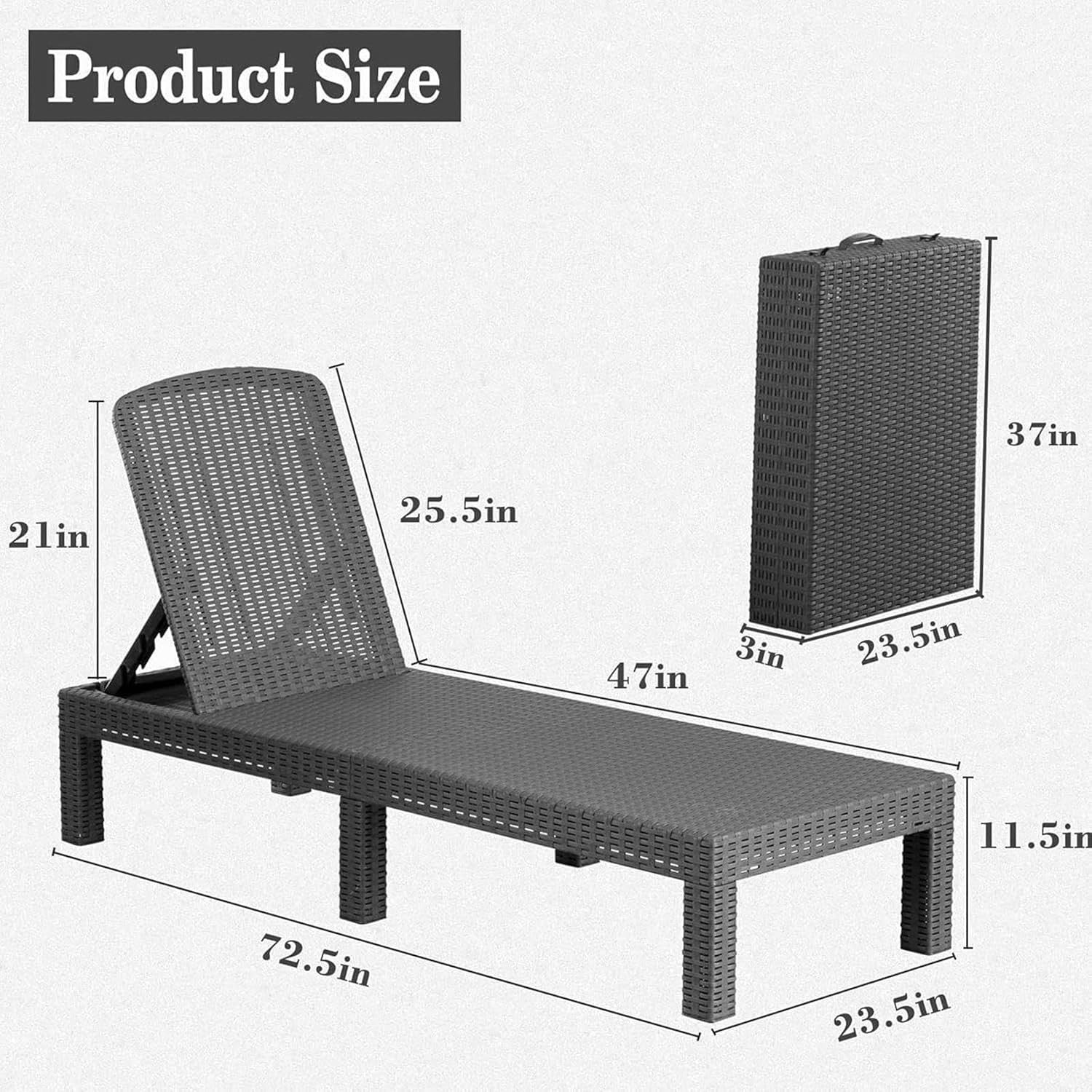 Adjustable Outdoor Garden Sun Lounger with Cushion, Weatherproof & Foldable