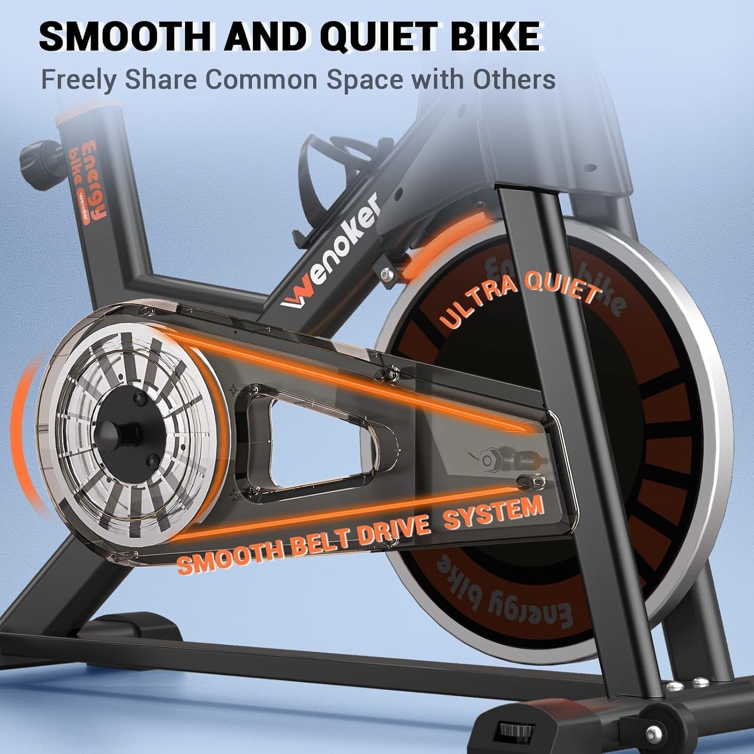 Silent Belt-Drive Indoor Spin Bike w/ Heavy Flywheel, LCD Display & APP Support