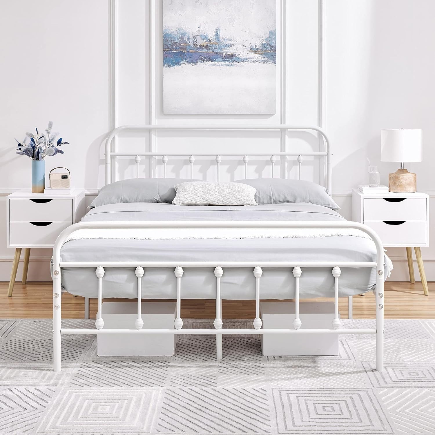 Modern Bedside Tables Set of 2 with Drawers & Wooden Legs