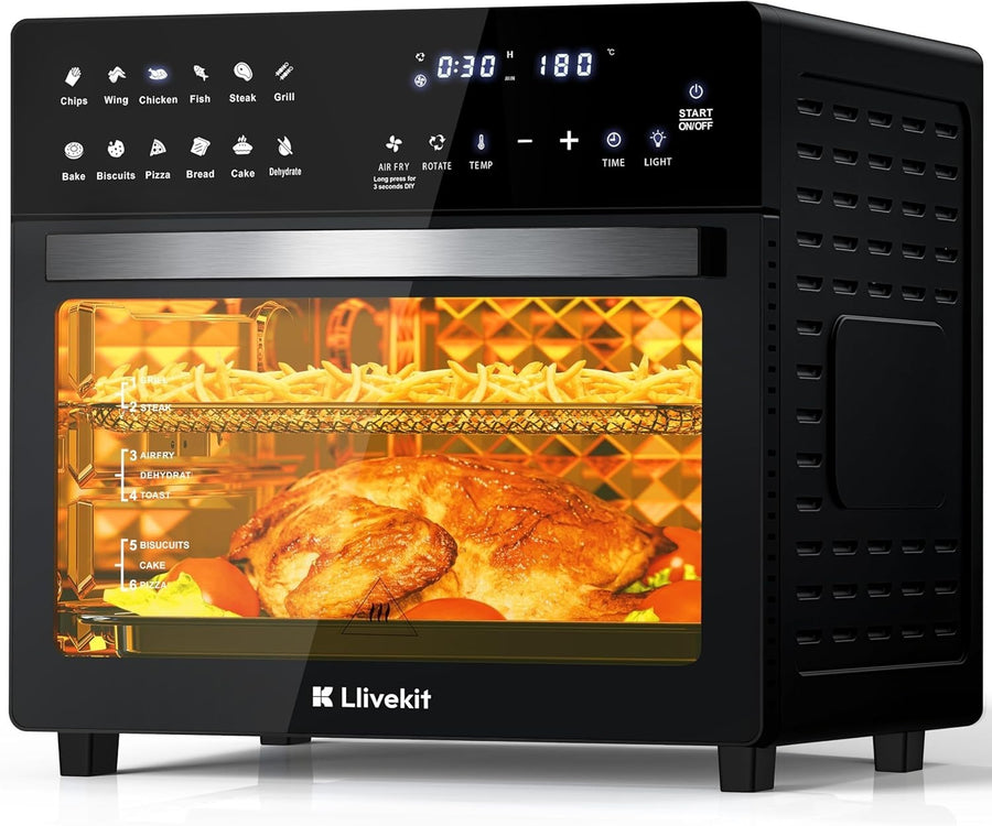 26L Air Fryer Oven Rotisserie Touchscreen 12 Presets 1700W Low Fat XXL