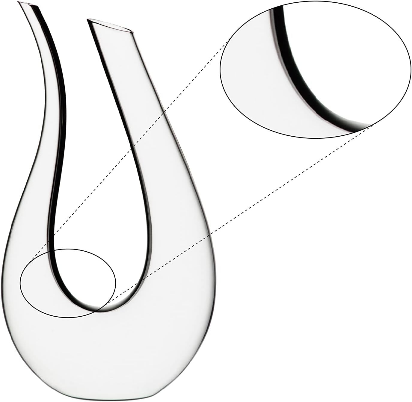 Luxury 1500ml Crystal Wine Decanter Hand-Blown U-Shaped Aerator Gift