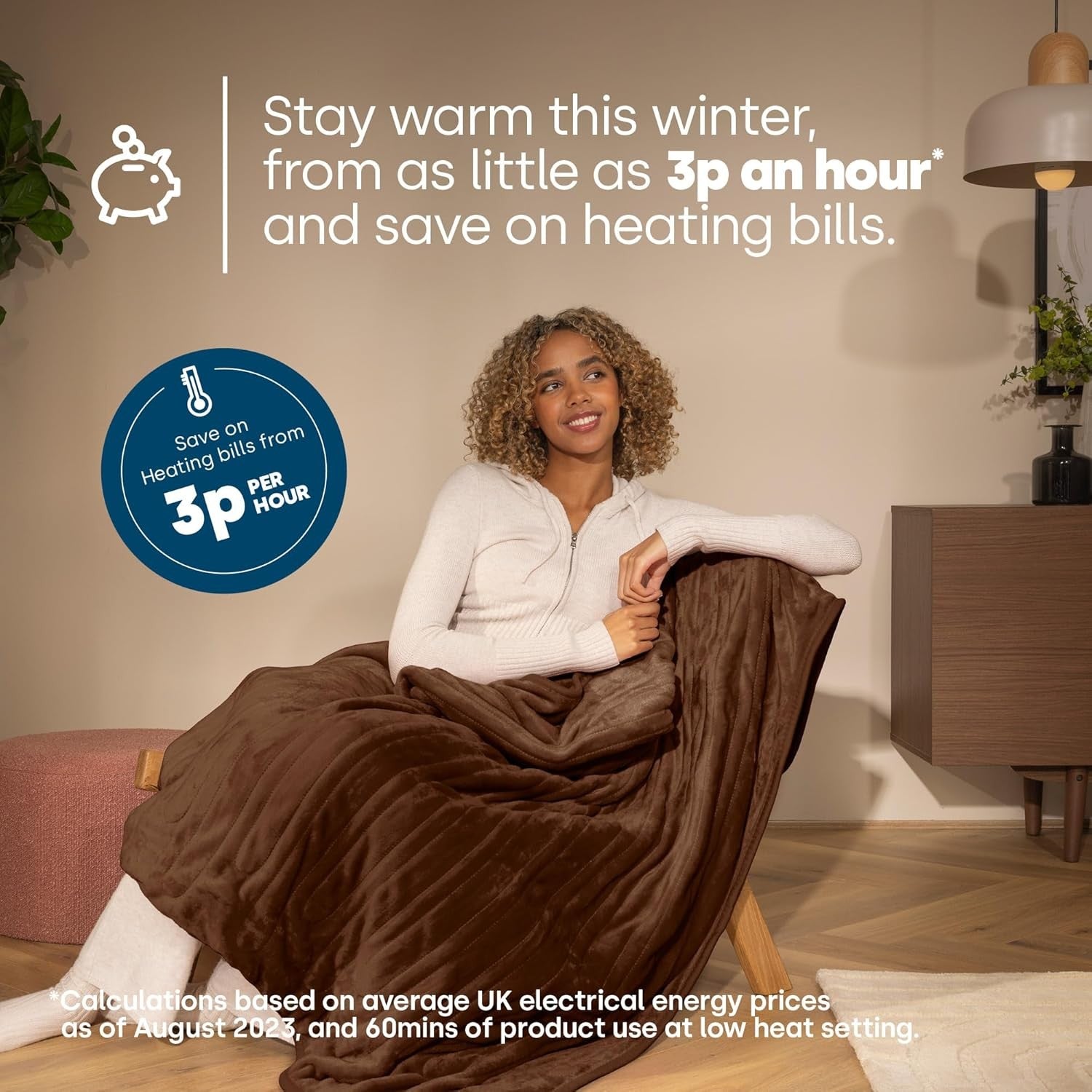 Electric Heated Throw Blanket 9 Heat Settings Timer Fleece 160x130cm