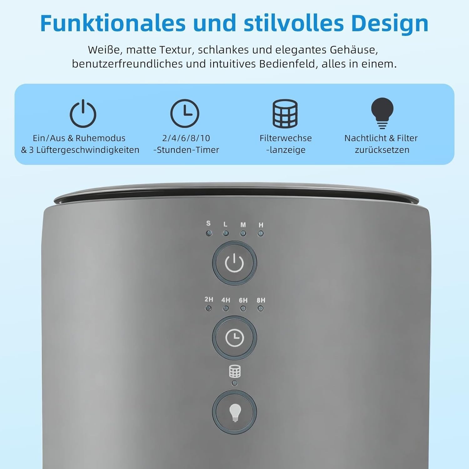 Quiet H13 HEPA Air Purifier Home Bedroom Aroma Pet Odour Grey