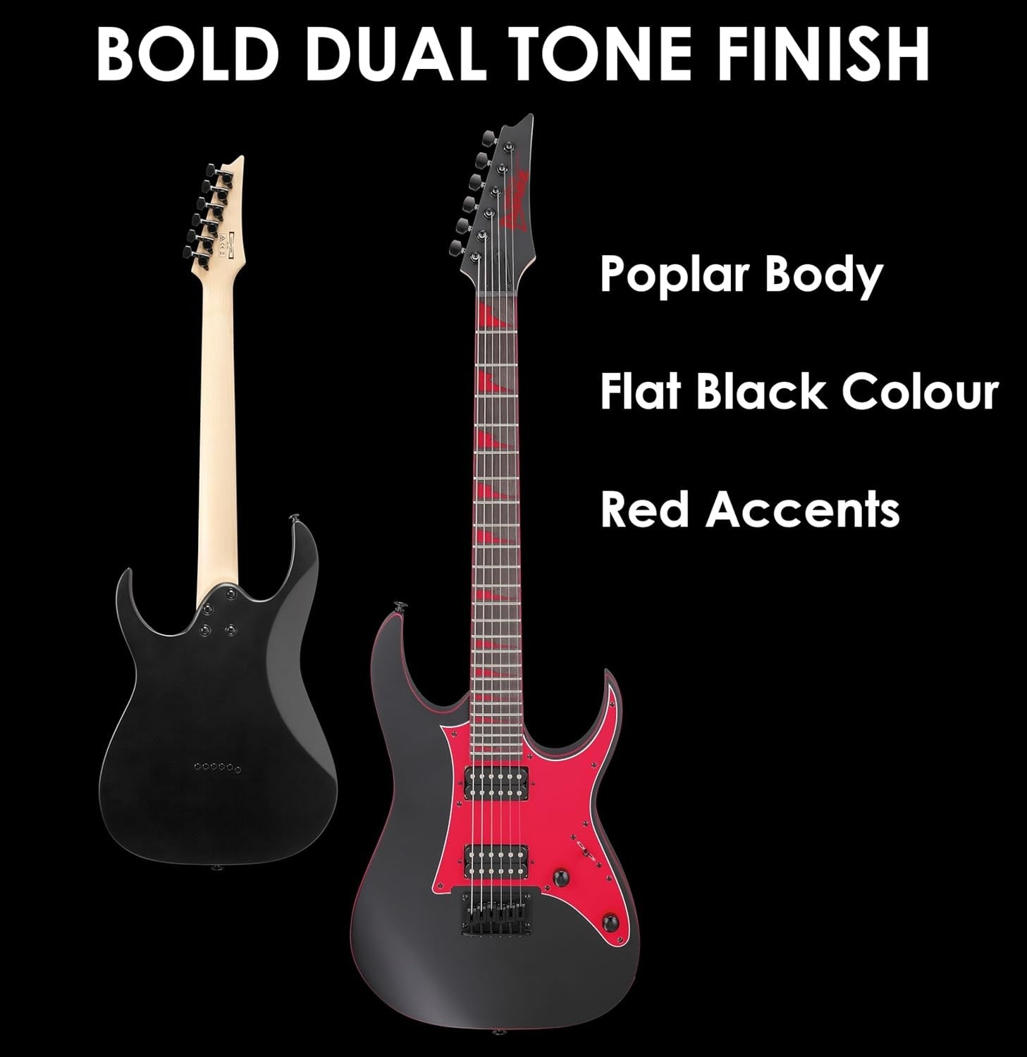 Electric Guitar Solid Body HSH Black Red Maple Neck Rock Metal